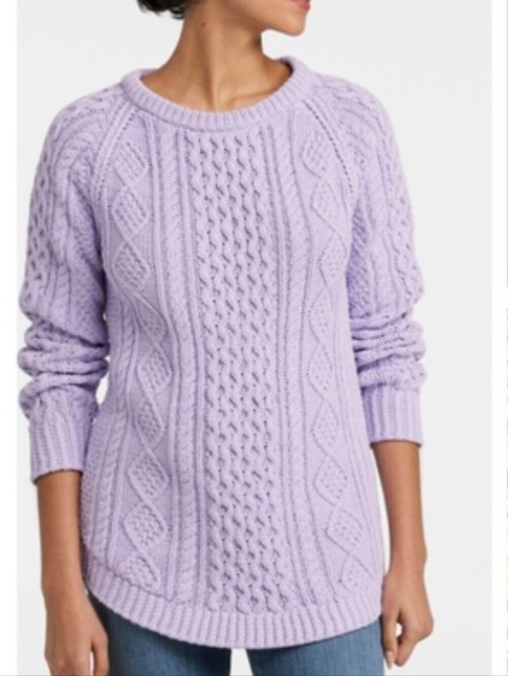 L.L.Bean Signature Cotton Fisherman Tunic Sweater in a lilac 100% Cotton